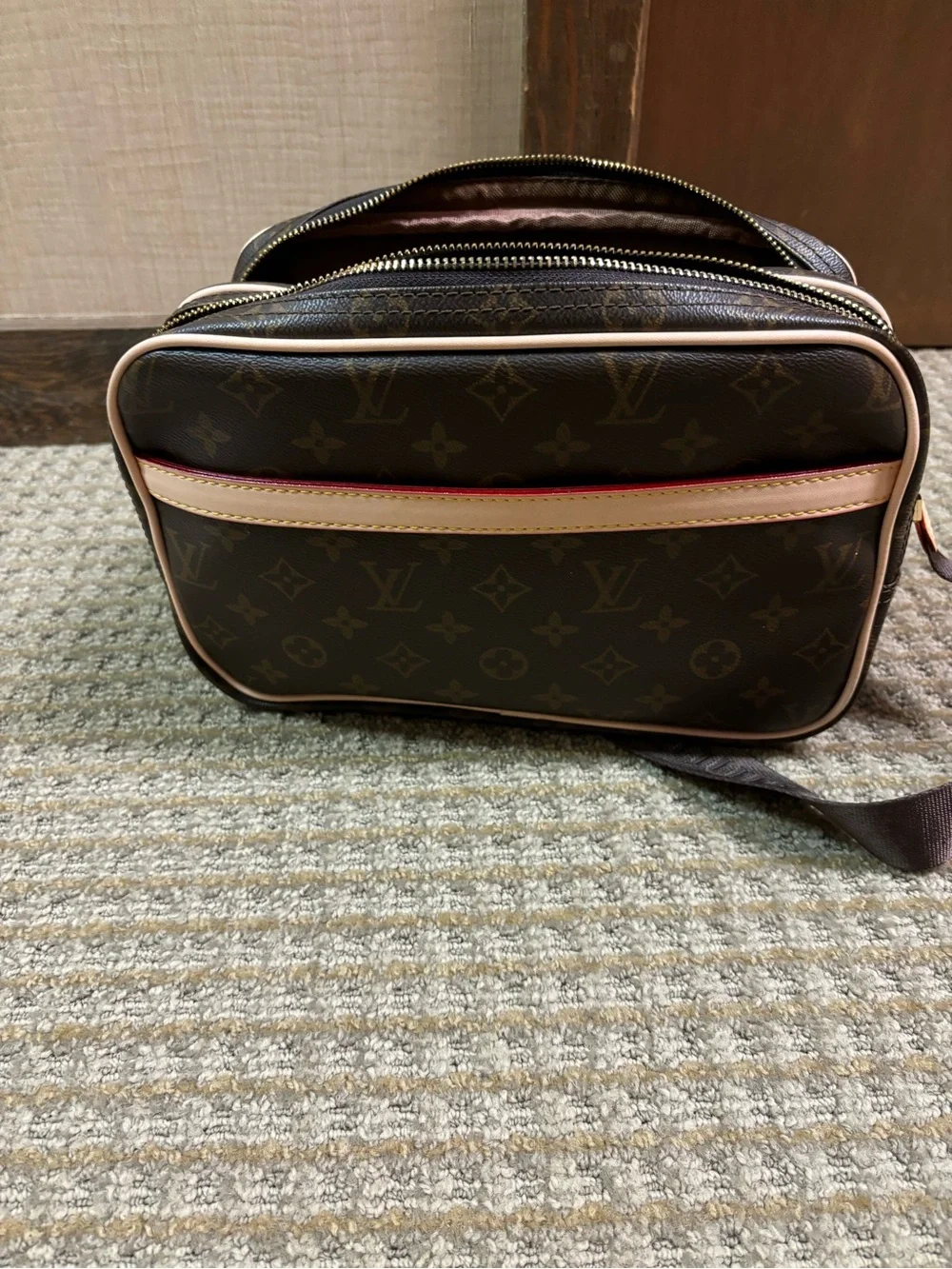 Canvas monogram camera bag